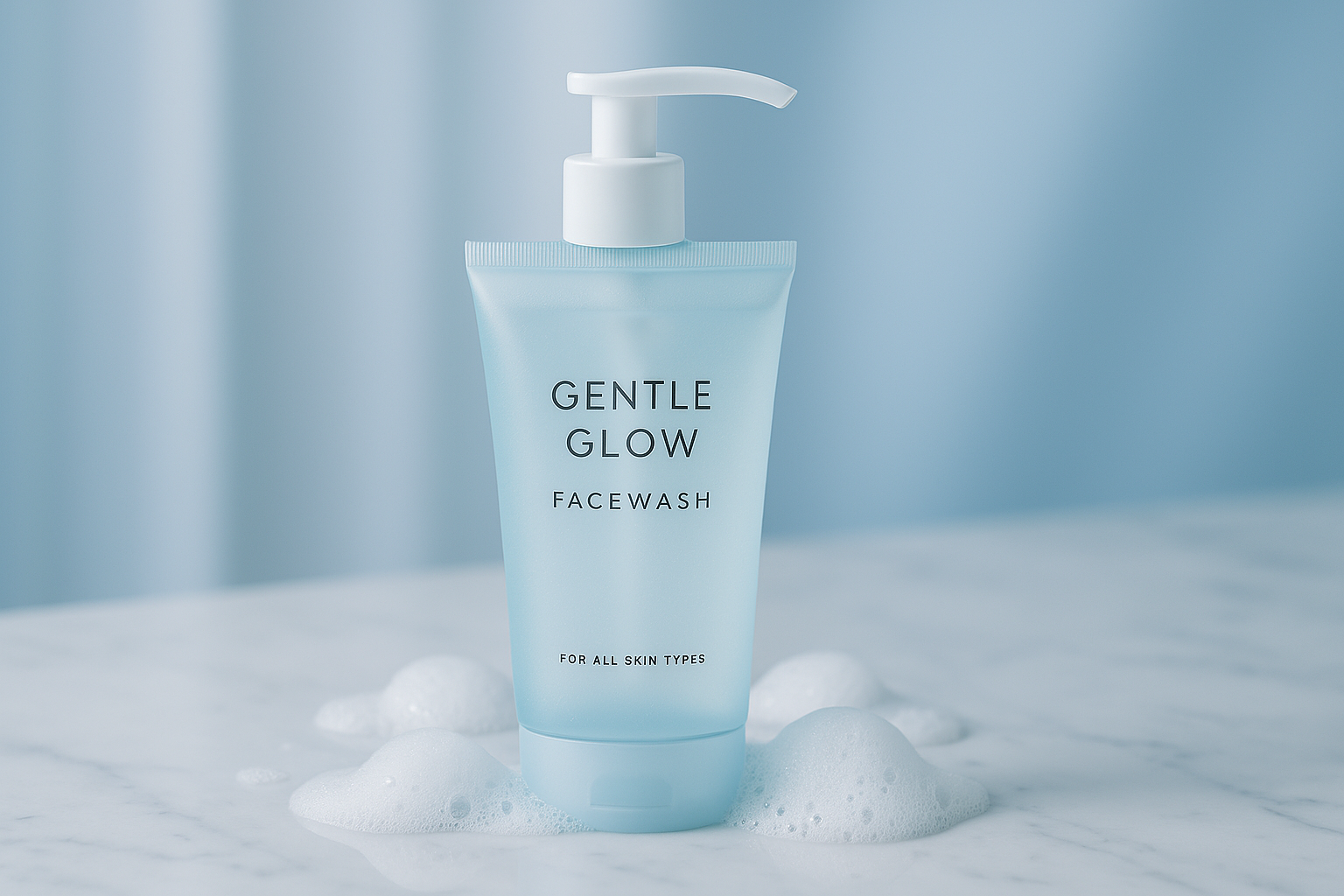 Gentle Glow Facewash in crystal blue packaging