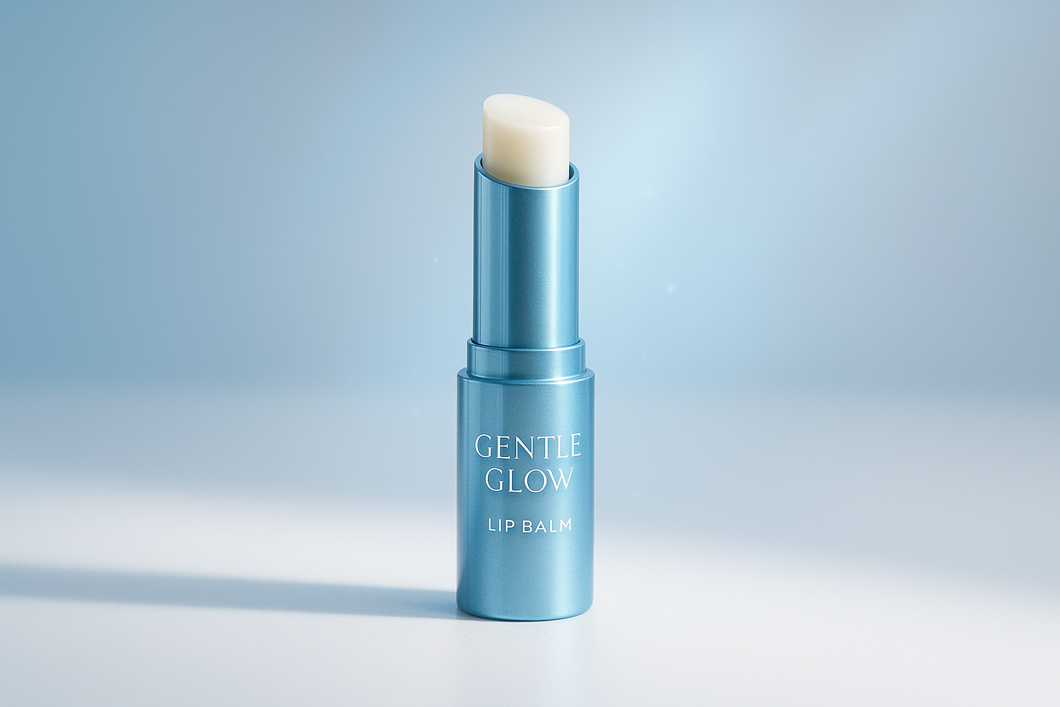 Gentle Glow Lip Balm in crystal blue packaging