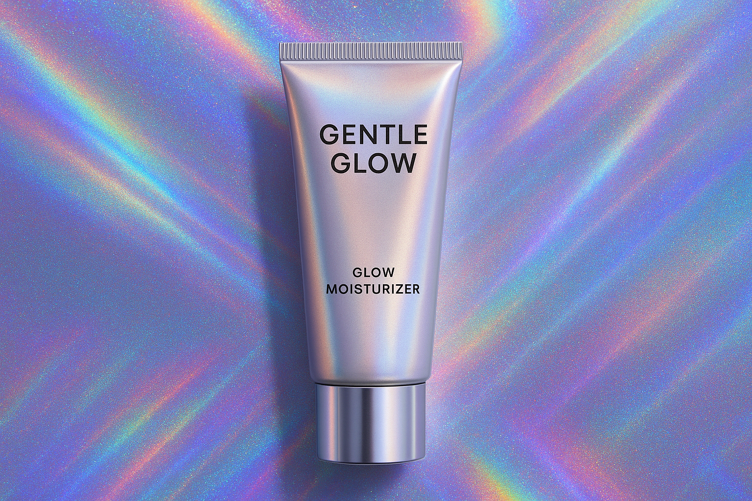 Glow Moisturizer with Holographic Rainbow Background - Final